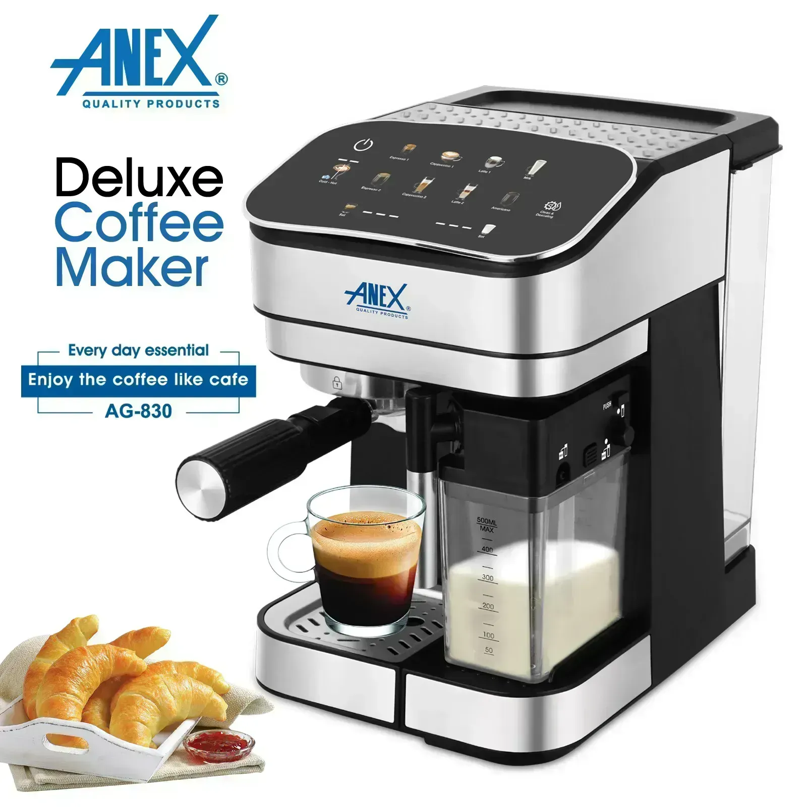Anex Automatic Coffee Maker Espresso Machine Latest Model AG-830 | 2 Years Official Warranty | Free delivery | On Installments (0% Markup)