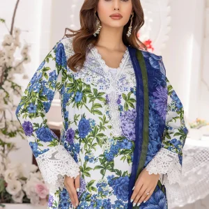 3 Piece Unstitched Printed Lawn Suit | NJ-2102-B By Noor-E-Jannat