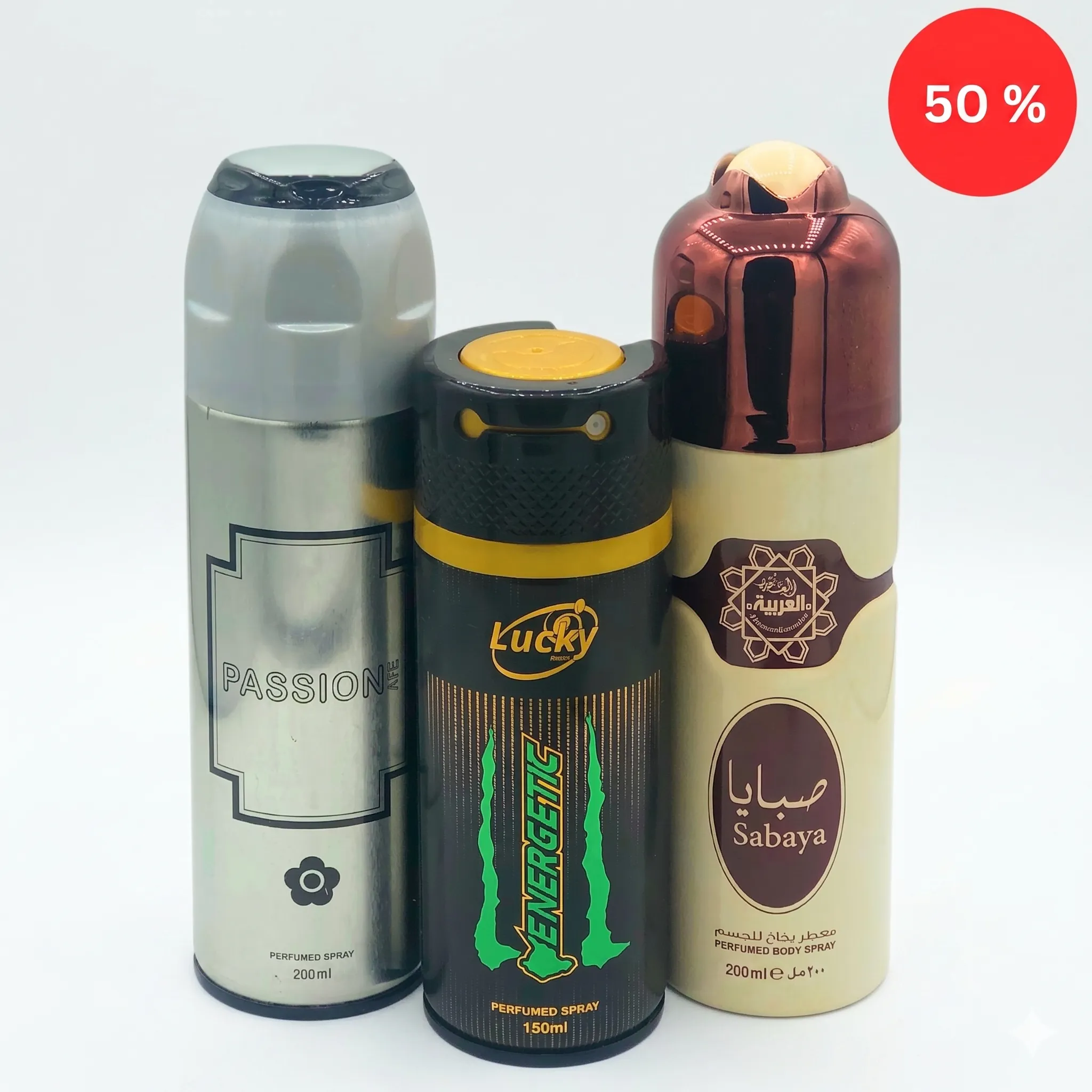 Perfumed Body Spray Pack of 3 Passionate Silver 200ml |Energetic 150ml|Sabaya 200ml
